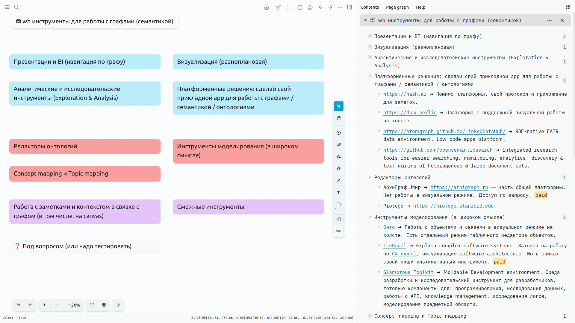 Tools for working with graphs semantics